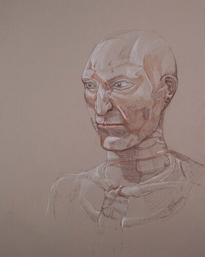 "Danny Bones" conté portrait. 
