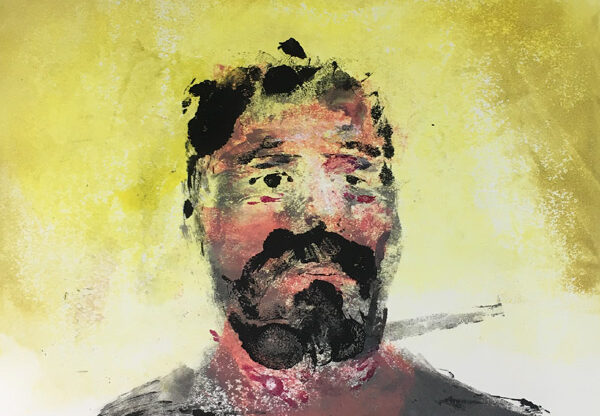 Mono type print of a self portrait. 